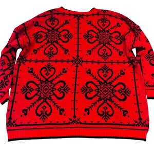 Vintage 90s Heart Sweater Sequin Oversized Red Korean OSFA